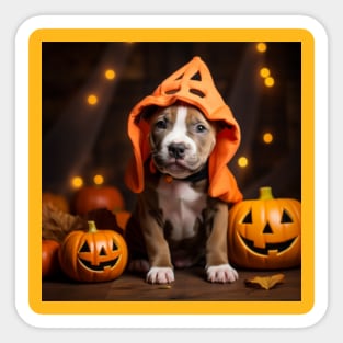 Cute Halloween Pitbull Puppy Sticker